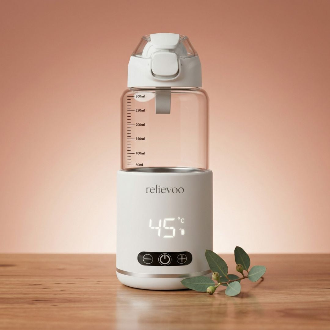 Relievoo Nomad Portable Cordless Bottle Warmer - LED Display 45°C - White Product Shot