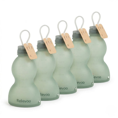 Relievoo Reusable Silicone Breast Milk Storage Bags (5-Pack)