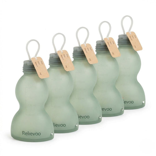 Relievoo Reusable Silicone Breast Milk Storage Bags (5-Pack)