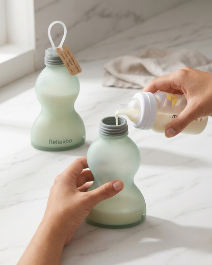 Relievoo Reusable Silicone Breast Milk Storage Bags (5-Pack)