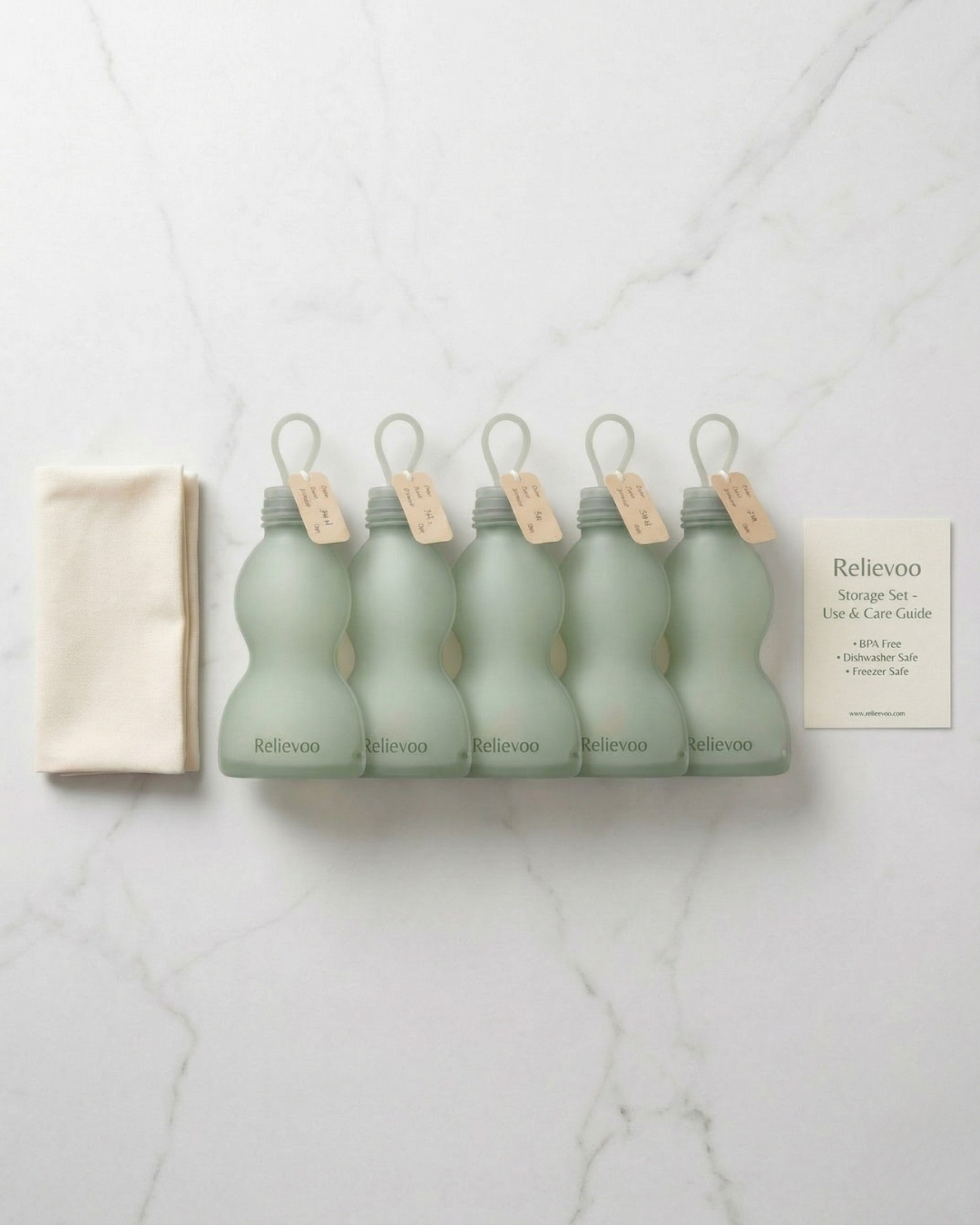 Relievoo Reusable Silicone Breast Milk Storage Bags (5-Pack)