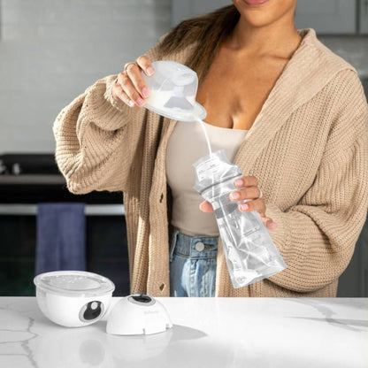 Relievoo wearable hands-free cordless breast pump — in use