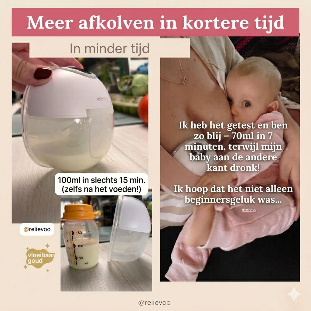 Relievoo draagbare borstkolf — 100 ml in 15 minuten, mama-review